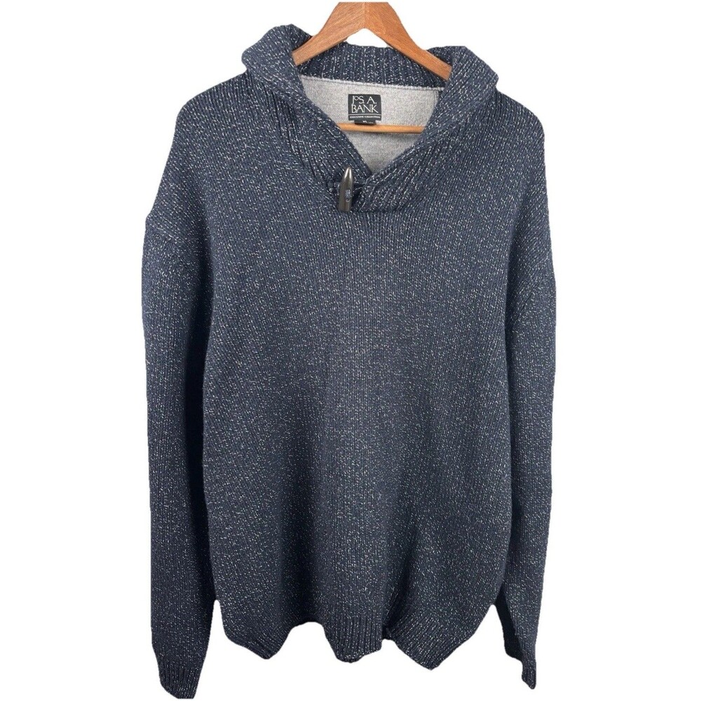 Jos A Bank Blue Cowl Neck Wool Sweater Mens Sz XL Executive Collection Pullover